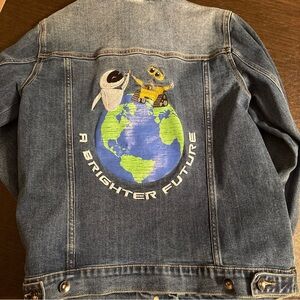 Disney‎ Pixar WALL·E Denim Jacket Embroidered Back Graphic A Brighter Future